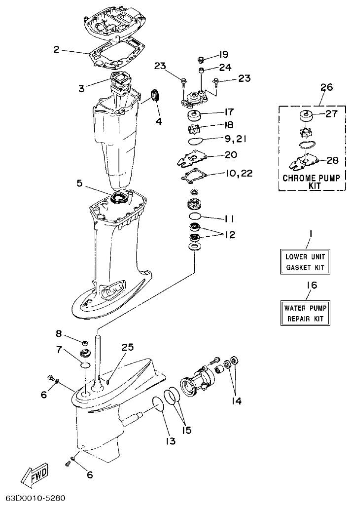 Yamaha 40VMHO, 40VEO, 40YETO REPAIR KIT 2 parts diagram